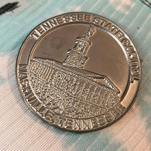 Vintage Nashville Tennessee Souvenir Coin Tennessee State Capital Pewter Medal